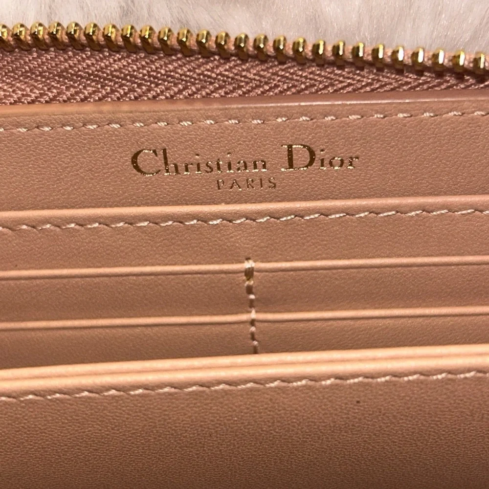 Christian Dior Blush Pink‎ Grained Leather Zippy Wallet